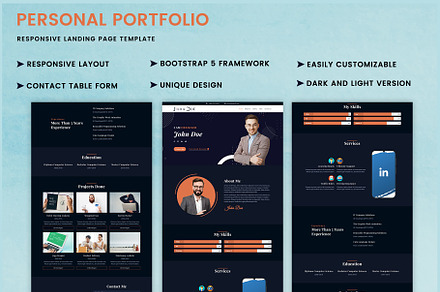 Personal Portfolio  Landing Page, a Landing Page Template by Pennyblack Templates