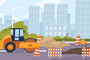 Urban road construction, a Transportation Illustration by Good Studio (Thumbnail 2 of 3)