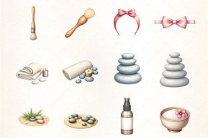 Spa Watercolor Clipart, an Illustration by CrexoraLab