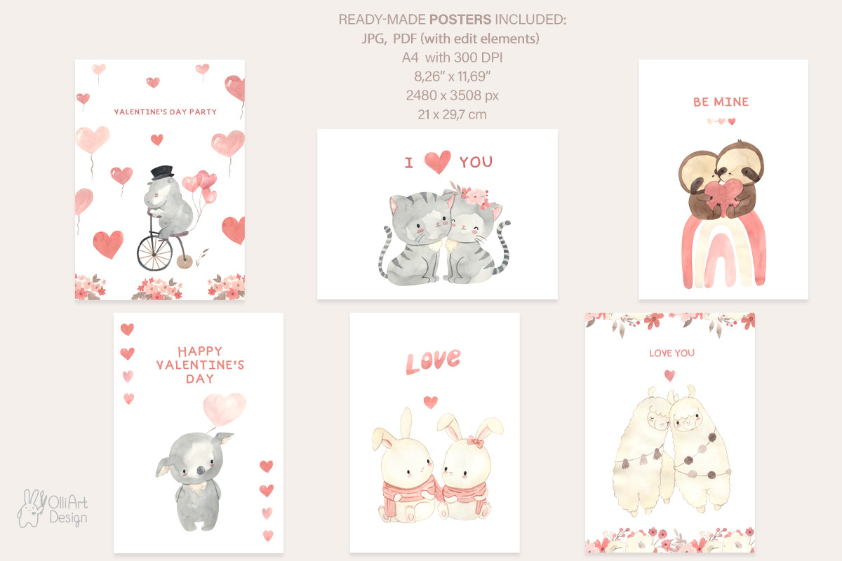 LOVE. Valentine's day collection, an Animal Illustration by OlliArtDesign (Photo 5 of 16)