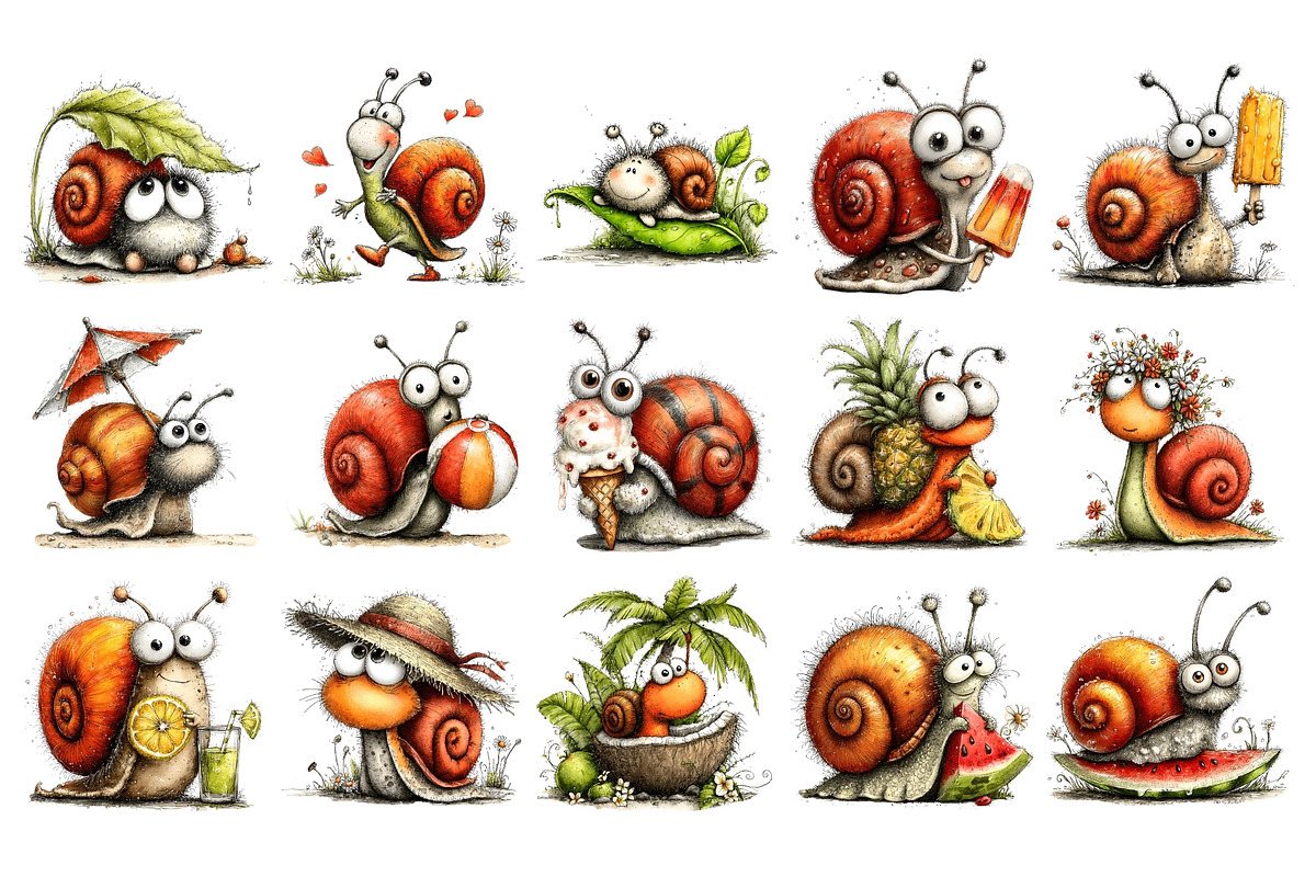 Summer Snail PNG Clipart Watercolor, a Seasonal Illustration by Nicolle's Colorful Art (Photo 2 of 4)