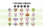 Cute Kawaii Balloons Animals Outline, an Animal Illustration by Palau (Thumbnail 10 of 12)