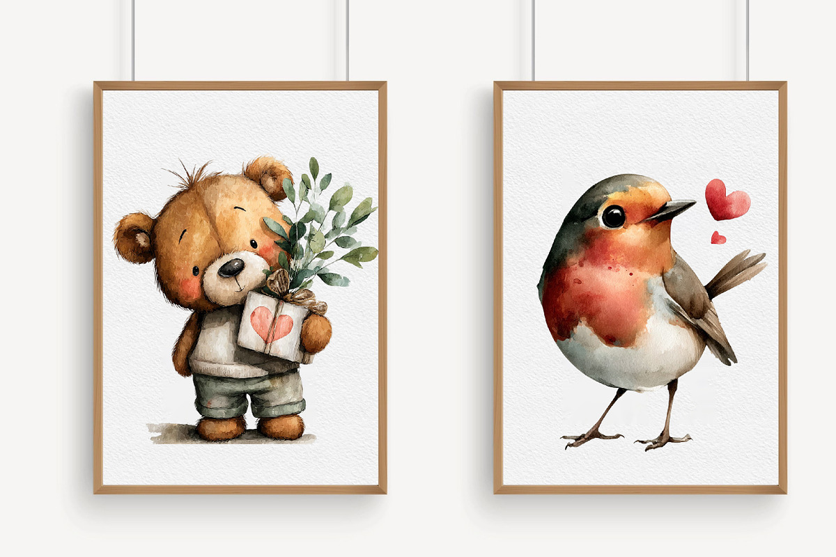 Watercolor Valentine Forest Animals, a Graphic by Libby Wishes (Photo 3 of 7)