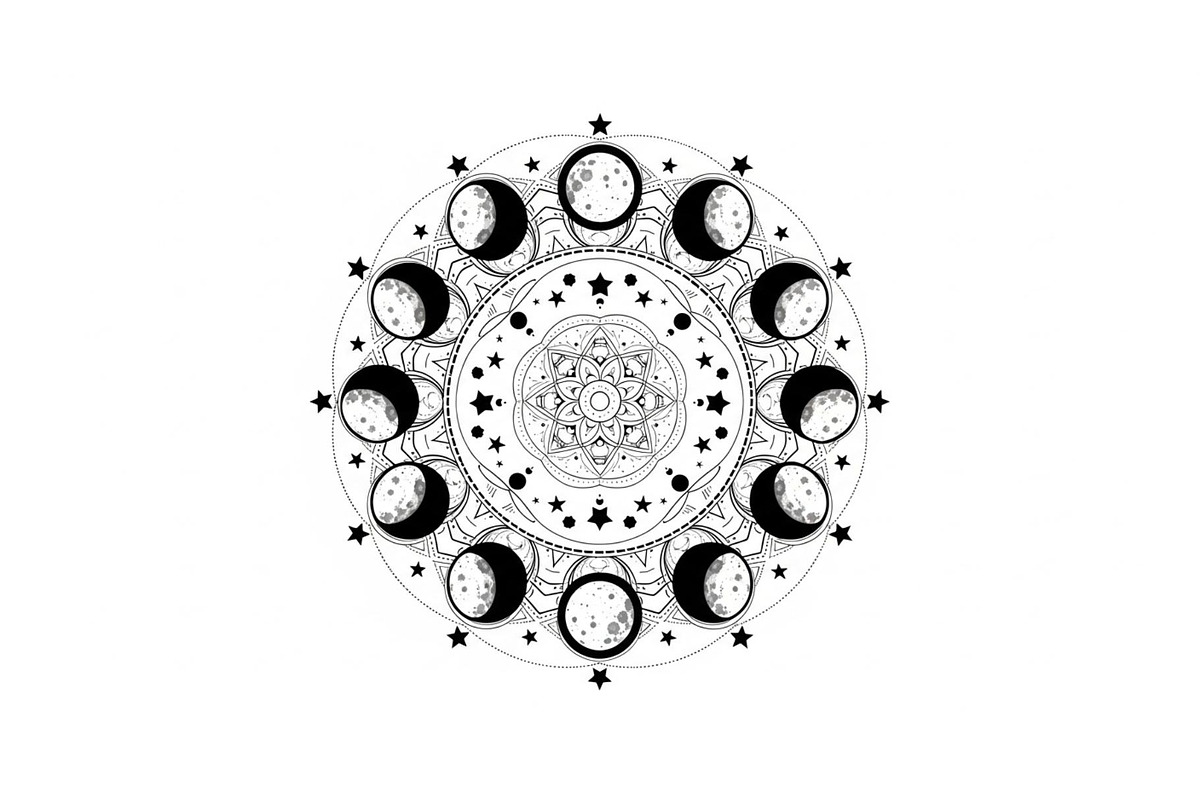 Moon Phase Mandala SVG Bundle, an Illustration by yasushie (Photo 27 of 31)