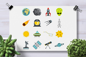 Space Set Flat Icons