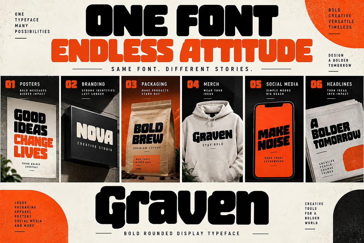 Graven _ Bold Display Typeface, a Script Font by Wow Magic (Photo 2 of 5)