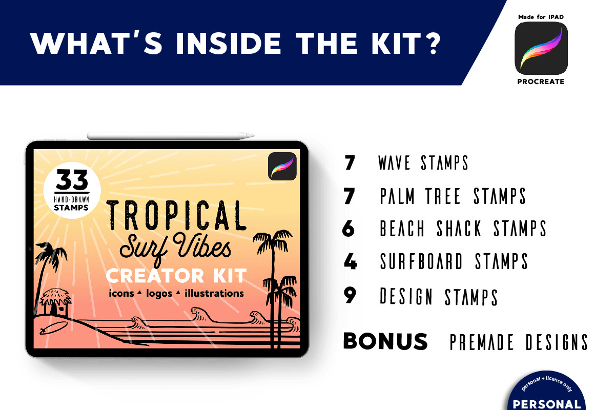 Tropical Surf Vibes-Procreate Stamps, an Icon by Walking_Designs (Photo 6 of 7)