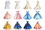 Princess Dresses Clipart, an Illustration by Design Market (Thumbnail 3 of 3)