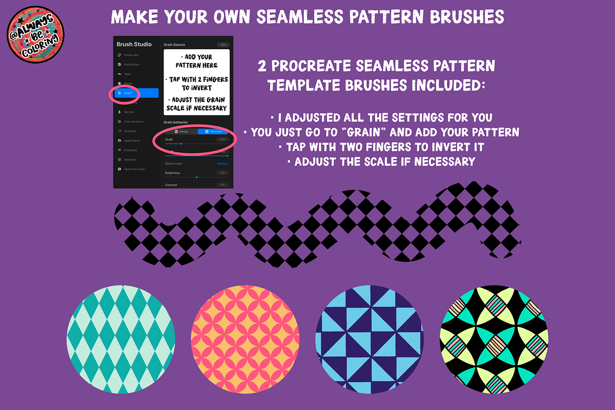 Procreate Seamless Pattern Creator, a Brush Add-On by AlwaysBeColoring (Photo 9 of 10)
