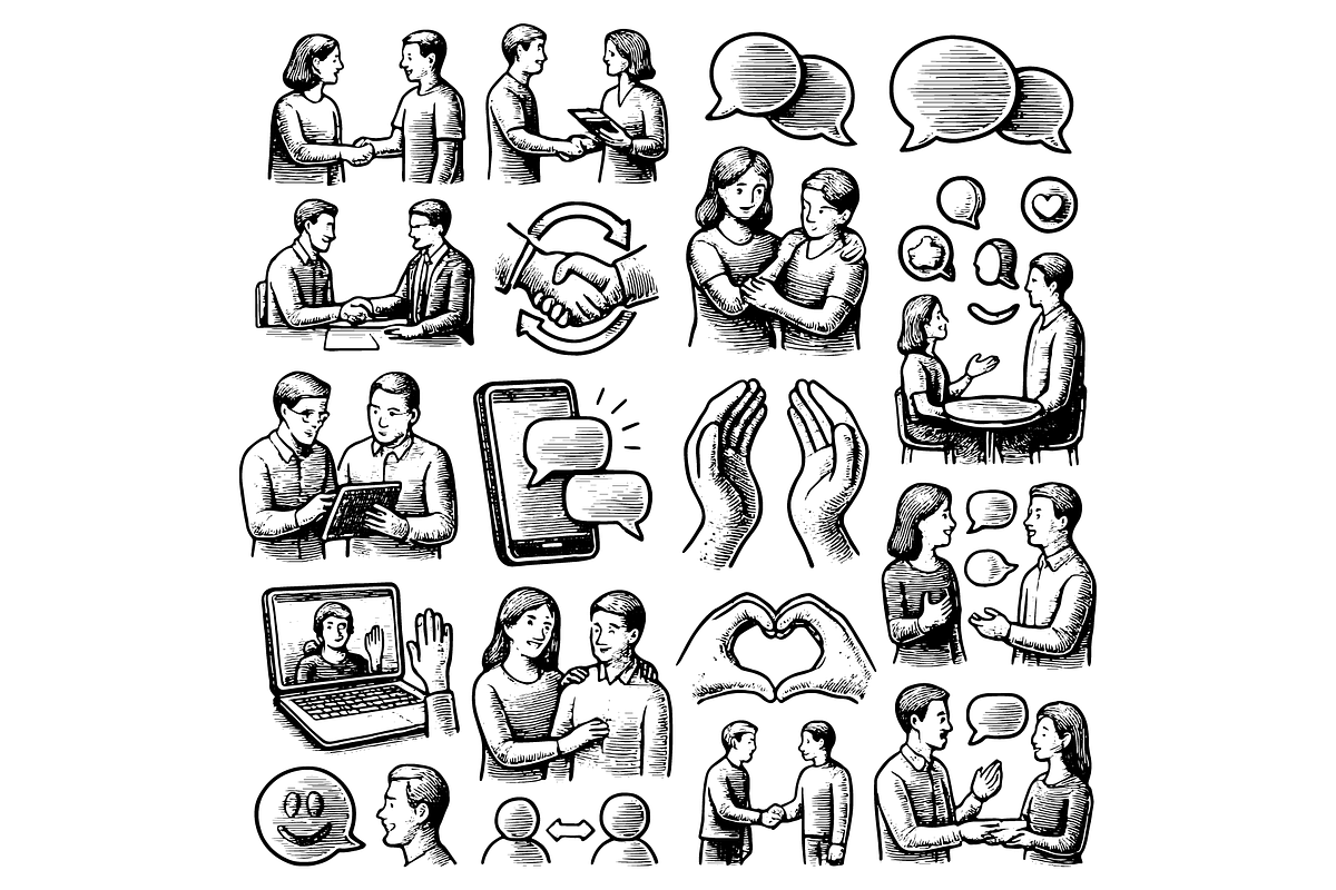 Communication and People Icons Set, an Object Graphic by nikagraphic