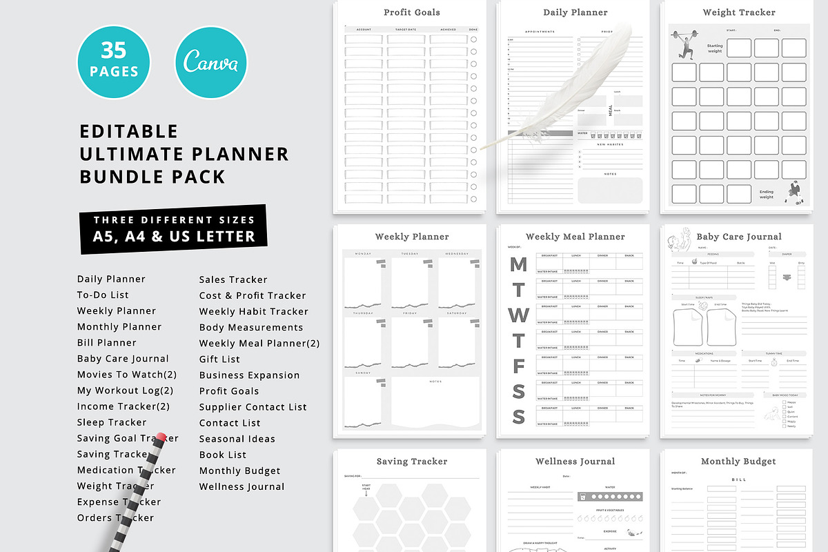 Canva Ultimate Planner Bundle Vol.27, a Stationery Template by Amit Debnath