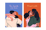 Diverse couples kiss, hug set, cards, a Person Illustration by PaperTrident (Thumbnail 8 of 14)