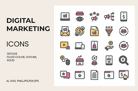Digital Marketing Icons, a Duotone Icon by Jaruka