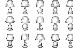 Table Lamp Icon Set, an Object Graphic by nikagraphic