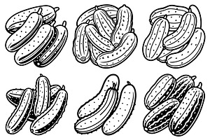 black and white cucumber clip arts, an Object Graphic by Billah Hub