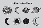 Hand drawn Space - Star Moon Sun, an Illustration by Artolabs (Thumbnail 5 of 14)