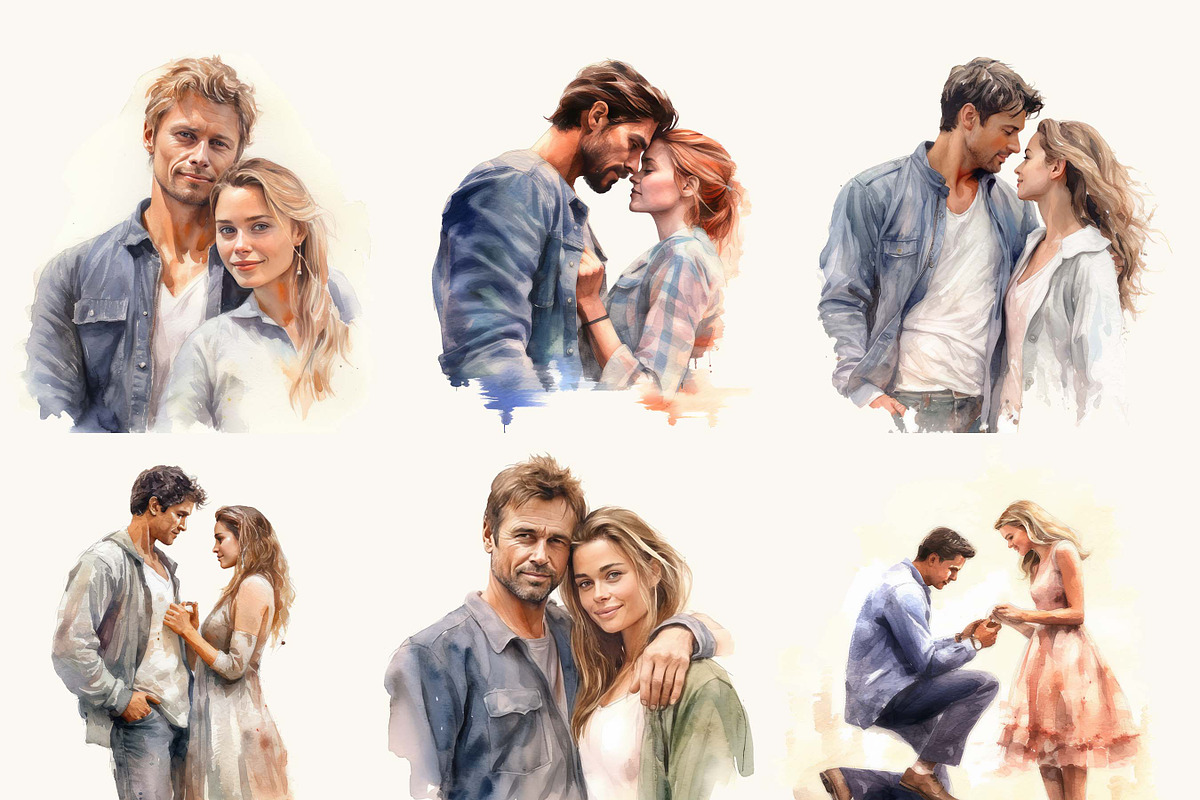 Watercolor Love Couple Clipart, a Person Illustration by BusyDaydesign