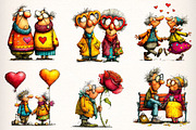 Quirky Valentine Elderly Couple Clip, an Illustration by Dream Creation (Thumbnail 2 of 6)