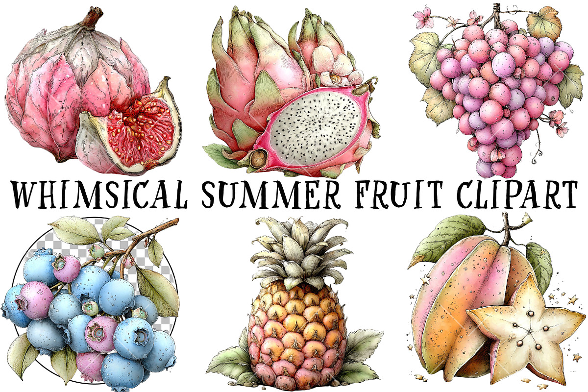 Whimsical Summer Fruit Clipart, an Illustration by OK Design (Photo 3 of 6)