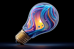 Colorful vibrant light bulb design illuminating creative possibilities and imag, a Business Photo by AlyaAnd