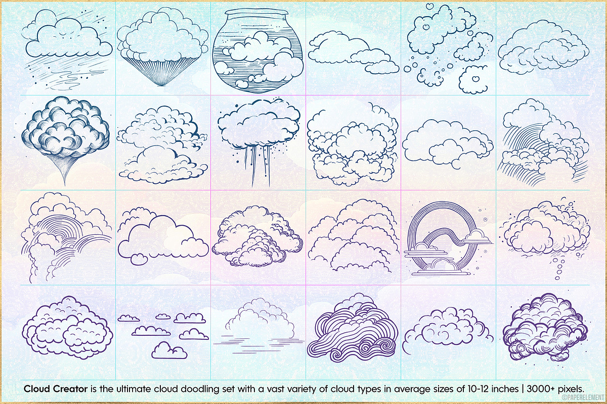 Cloud Creator Doodle Stamp Brushes, a Brush Add-On by Paper Element (Photo 2 of 10)