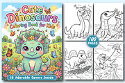 CUTE Dinosaurs Coloring PAGES, an Animal Illustration by Design Station (Thumbnail 1 of 4)