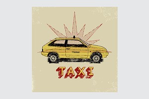 Typographic Retro Grunge Taxi Poster