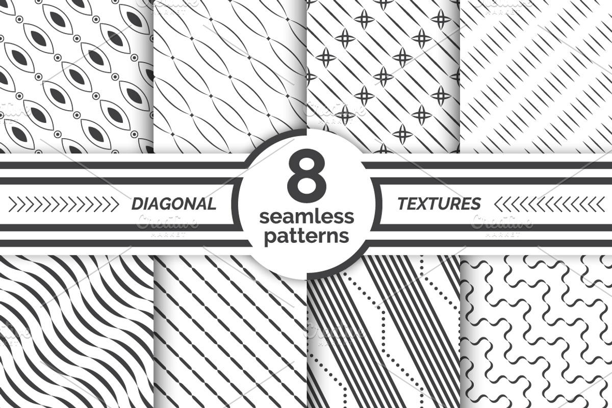 Set of diagonal seamless patterns, a Pattern Graphic by pattern shop (Photo 1 of 9)