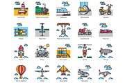 80 Transportation Icons | Aesthetic, an Outline Icon by Flat Icons (Thumbnail 5 of 8)