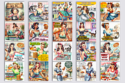 Pin Up Girl Coaster - Sarcastic, a Person Illustration by ElenazlataArt (Thumbnail 2 of 10)