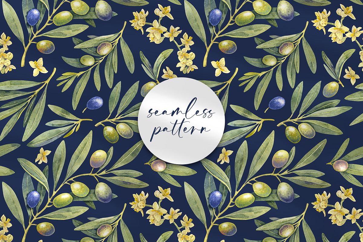 Olive Branches Watercolor Clipart, a Food Illustration by YarovaArt (Photo 15 of 28)
