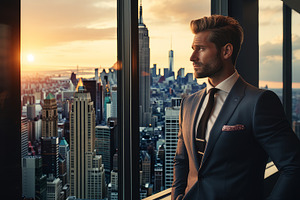 man in new york looking out the window, a Photo by Pictures for you!!!!!!!!!