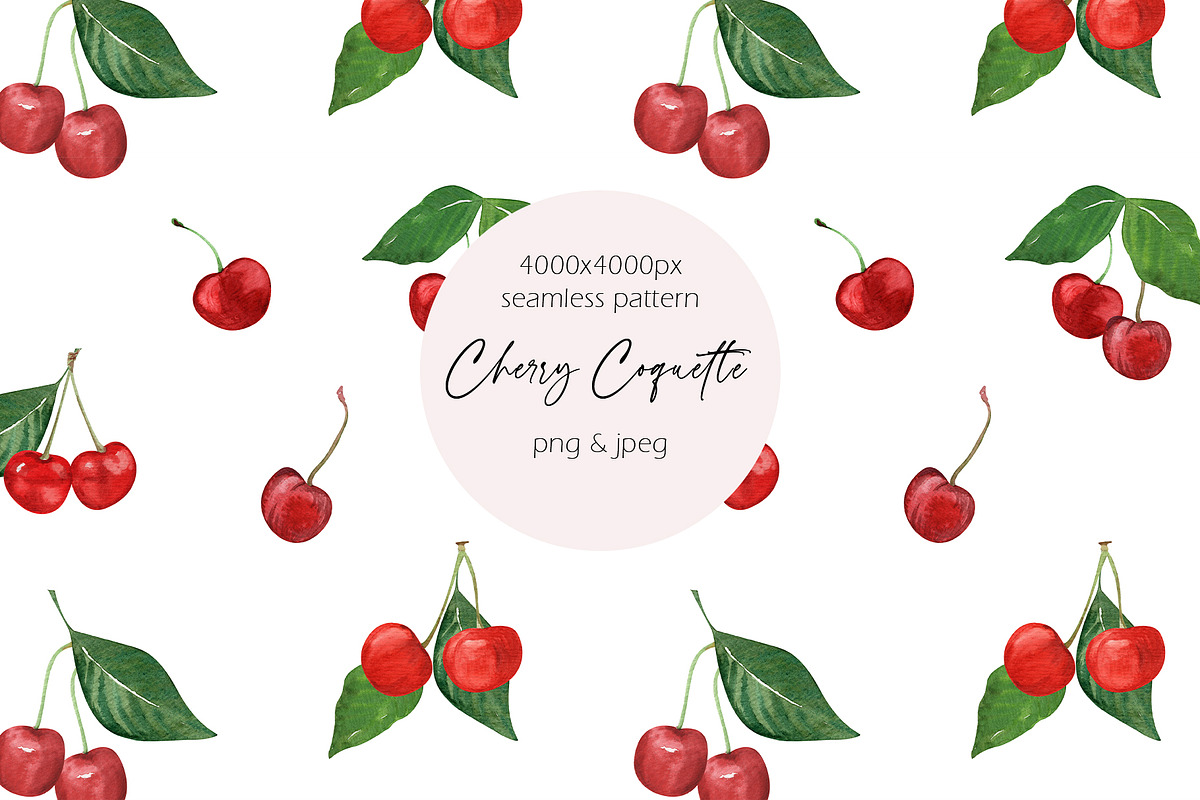 Cherry Coquette Watercolor Clipart, a Food Illustration by Catch the Dream Art (Photo 14 of 18)