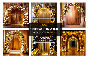 90 Gold Celebration Arch Curtain Ba