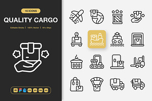 Quality Cargo Icons, an Outline Icon by Spacepixel Creative