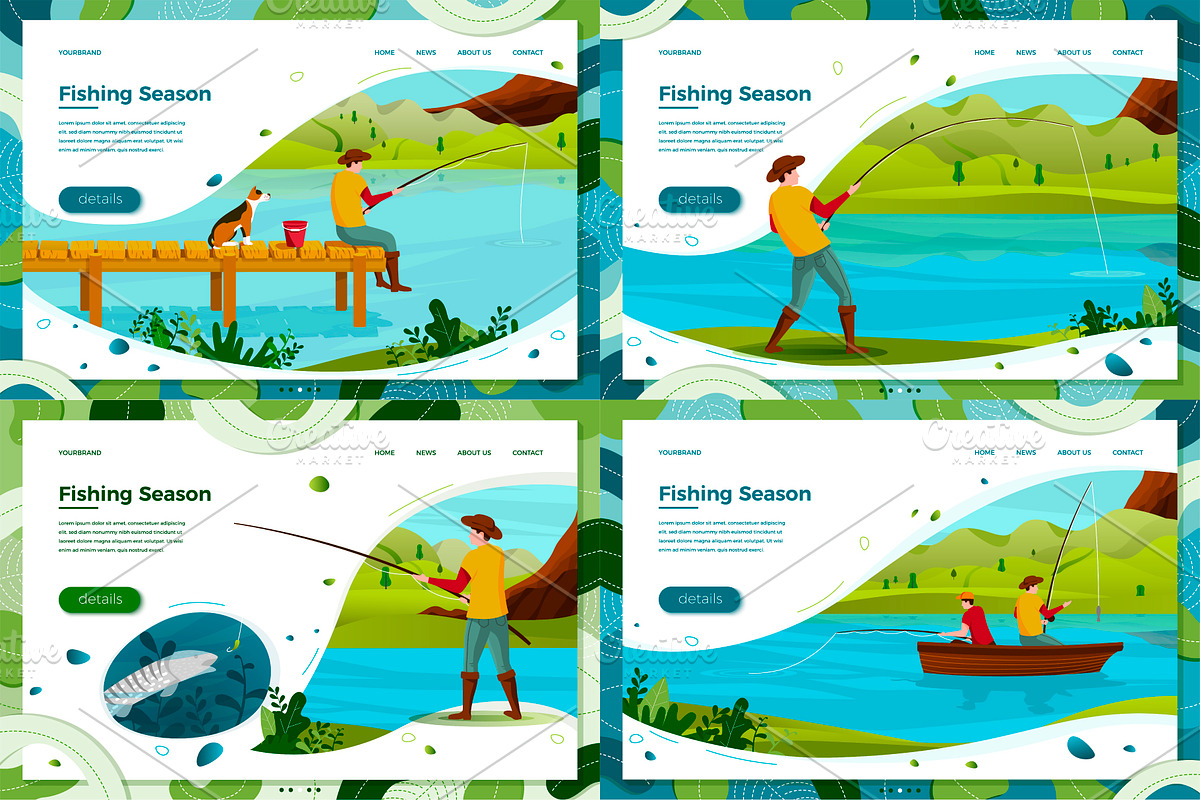 Summer Fishing Illustrations Set, an Animal Illustration by Tashal (Photo 2 of 5)