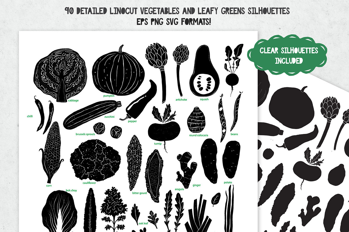 90 Linocut Vegetables Silhouettes, a Graphic by PicByKate (Photo 2 of 7)