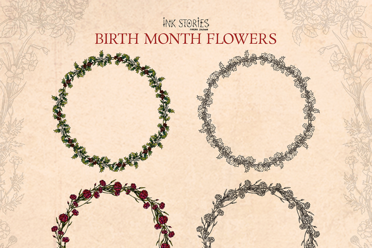 Birth Month Flowers Handcrafted, a Decorative Illustration by Ink Stories (Photo 8 of 15)