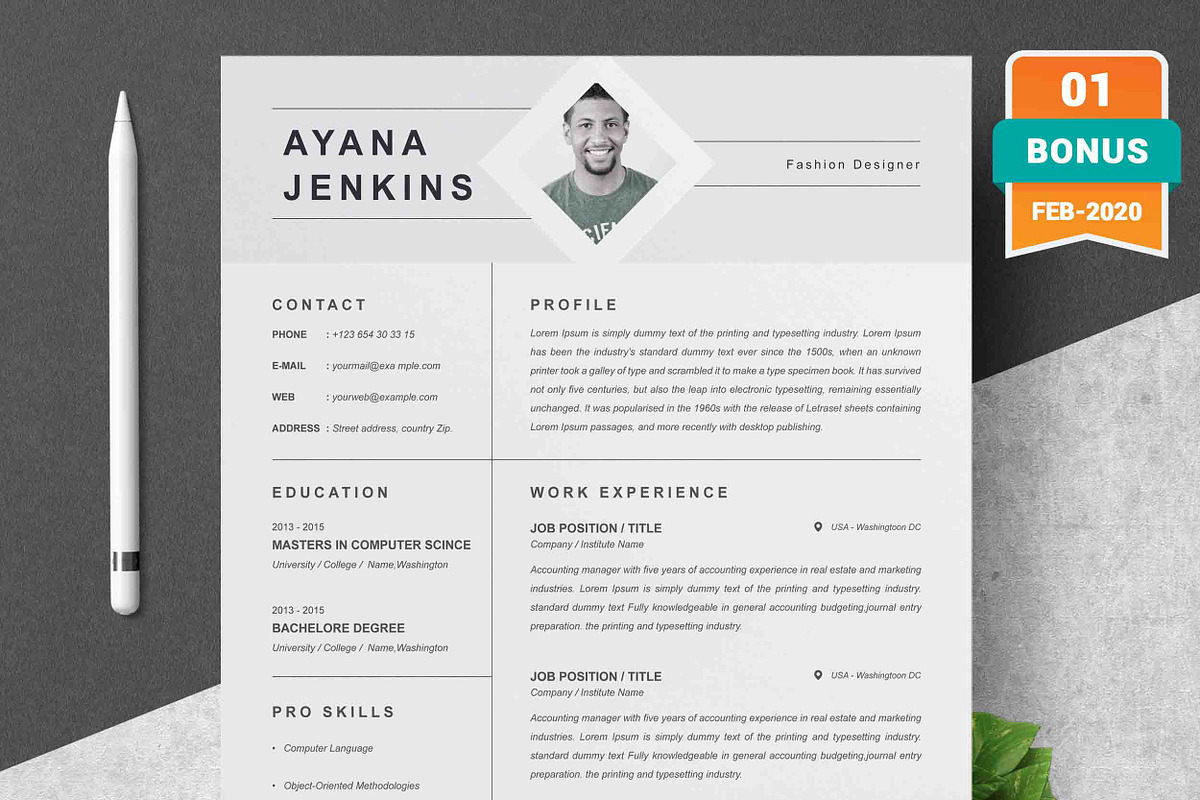 Resume/CV Bundle | 200+ for $29, a Resume Template by ResumeInventor (Photo 97 of 207)