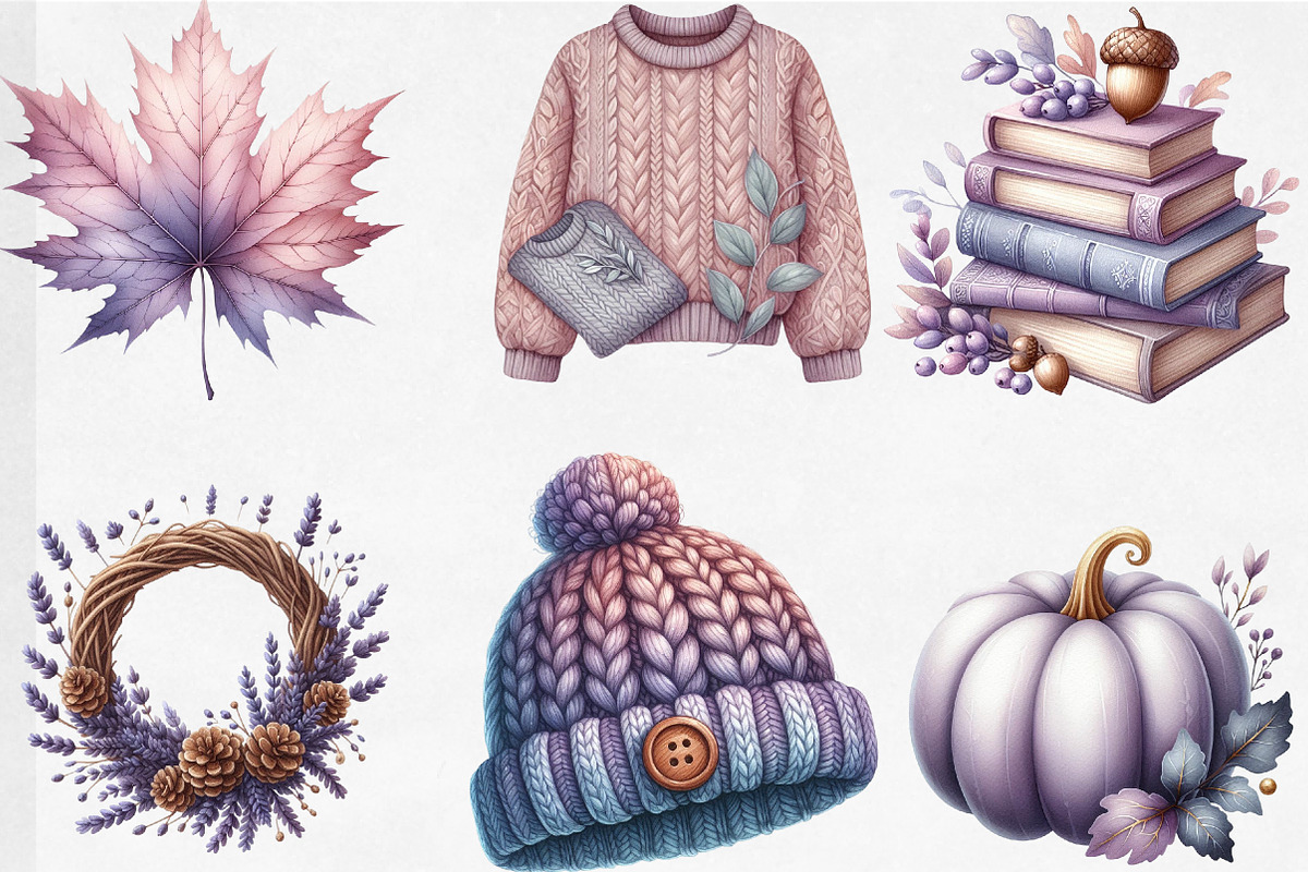 Lavender Fall Sublimation Clipart, an Illustration by Designking (Photo 2 of 4)