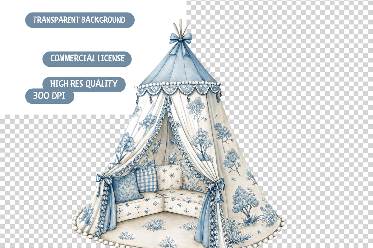 Blue Toile Baby Clipart, an Object Illustration by TatiMockup (Photo 3 of 3)