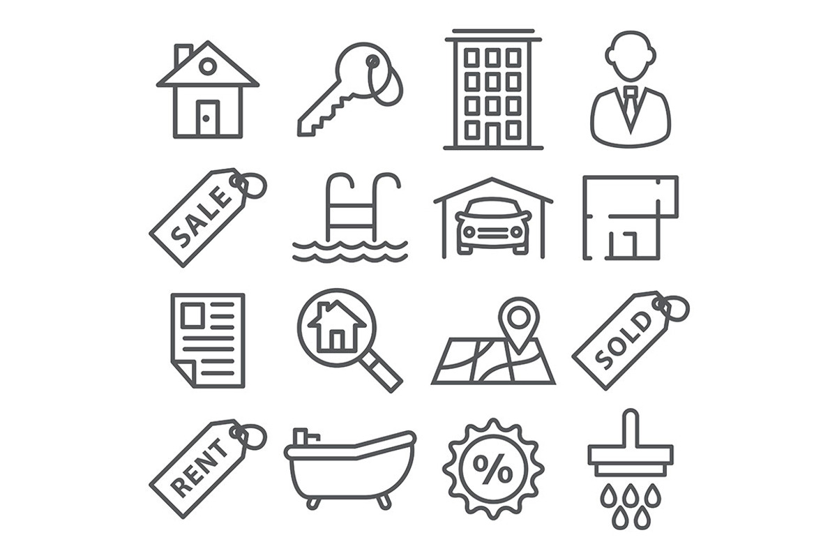 Real Estate Line Icons, an Outline Icon by IhorZigor