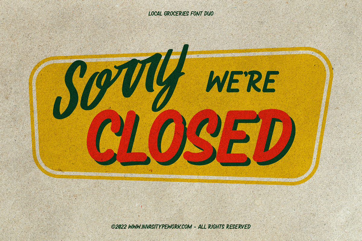 Local Groceries - Vintage Sign Duo, a Script Font by Invasi Studio (Photo 9 of 10)