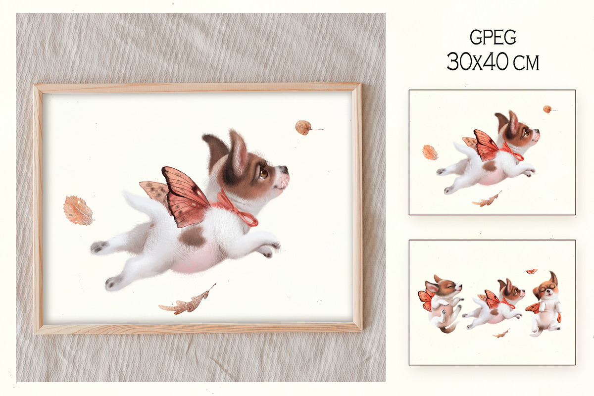 Autumn flying puppies digital pencil, an Illustration by TanyaSchuka (Photo 7 of 9)
