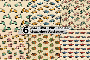 Mid-Century Retro Vehicles Patterns, a Pattern Graphic by one-touch