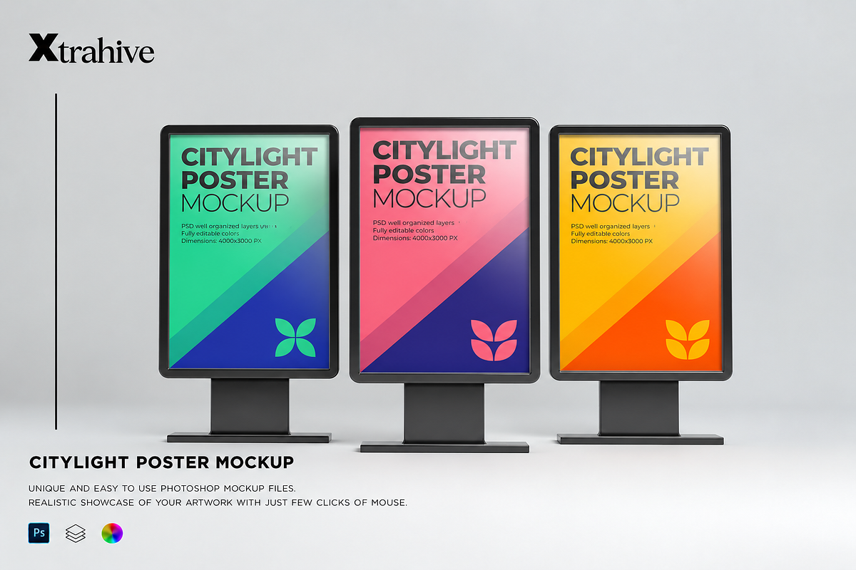 Citylight Digital Poster Mockup, an Advertising Mockup by Xtrahive (Photo 1 of 2)