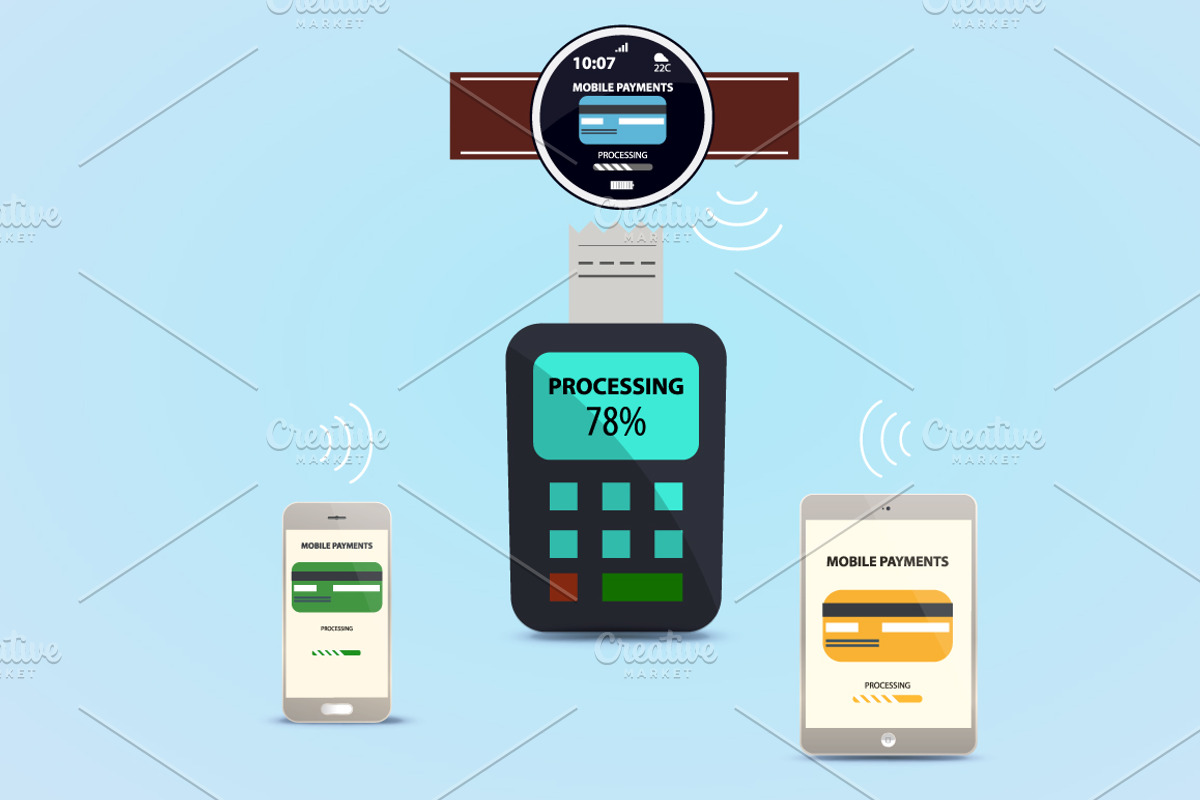 smart watches, phones and payments., a Finance Illustration by pashigorov (Photo 1 of 6)