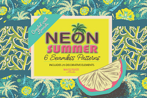 Neon Summer Seamless Patterns