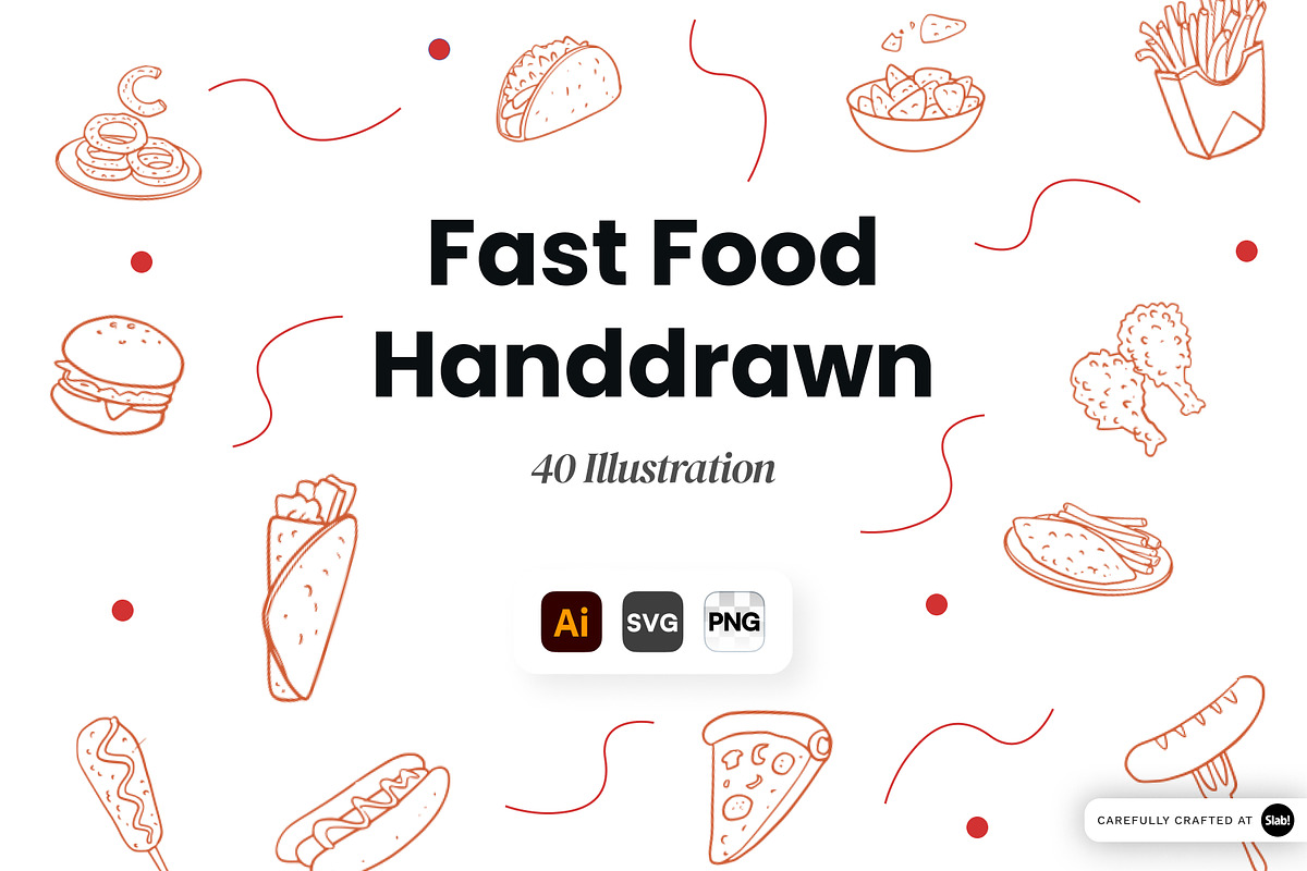 Fast Food Handdrawn Illustration, an Object Graphic by SLAB! Design (Photo 1 of 2)