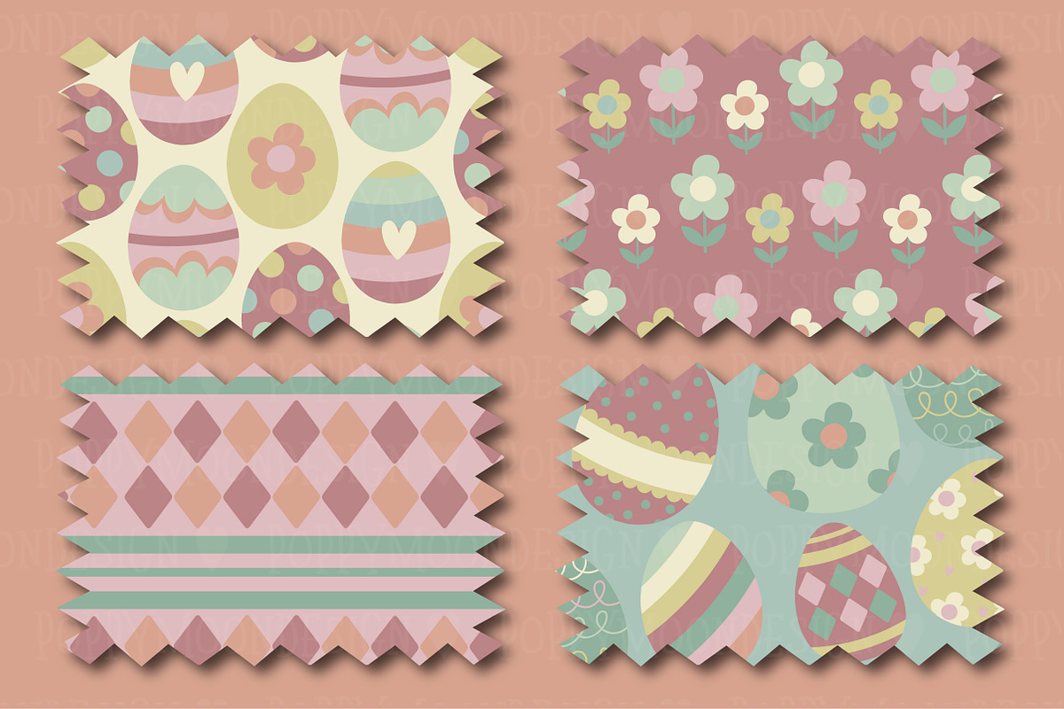 Easter eggs clipart & paper set, an Illustration by Poppymoondesign (Photo 4 of 5)